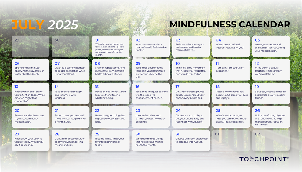 The July 2025 Mindfulness Calendar is Here!